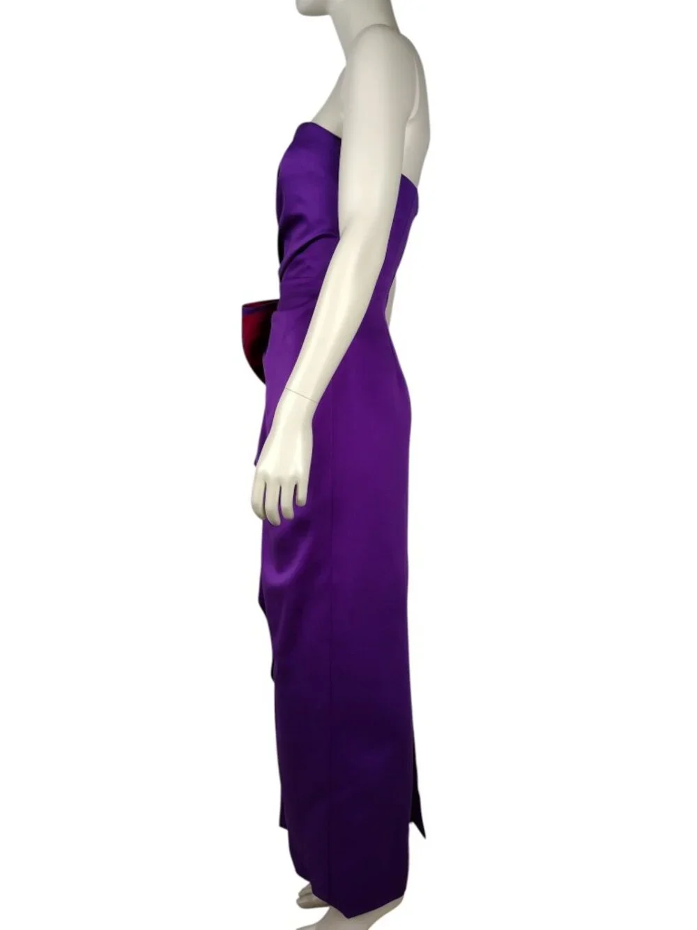 Vintage 1980s AJ Bari Purple Satin Strapless Evening Gown and Shawl Set Size 0